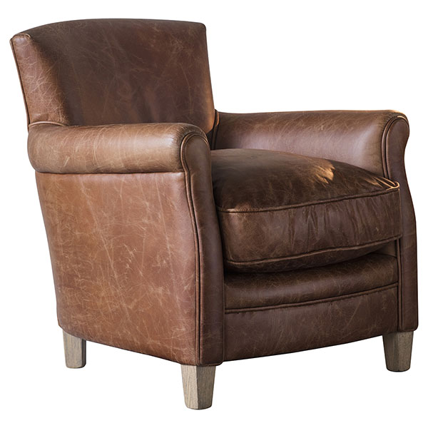 Harvest Direct Bates Leather Armchair in Saddle leather