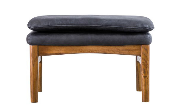 Harvest Direct Capri Charcoal Leather Footstool