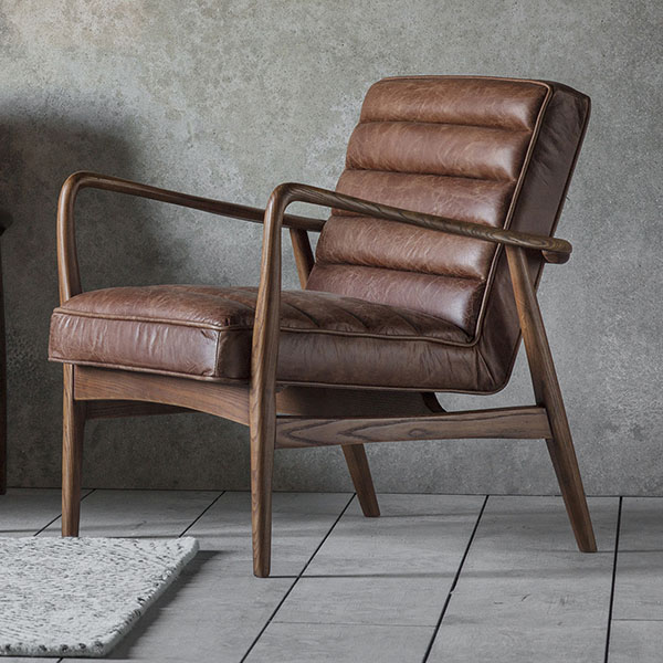 Cherry Vintage Brown Leather Armchair