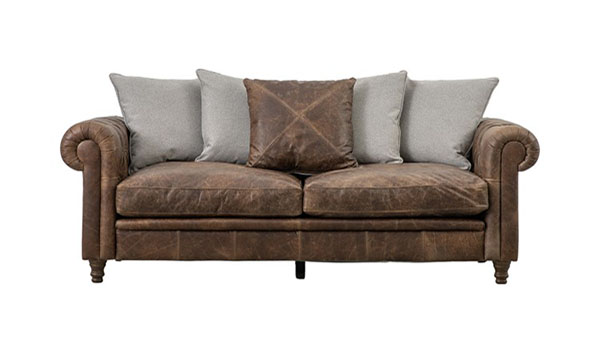 Harvest Direct Cindy 1 Vintage Brown 3 Seater Leather Scatter Back Sofa