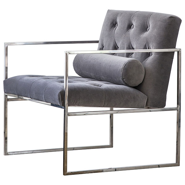 Harvest Direct contemporary Garcia armchair shown here in the mirage velvet finish