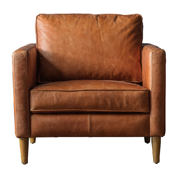 Harvest Direct George Vintage Brown Leather Armchair