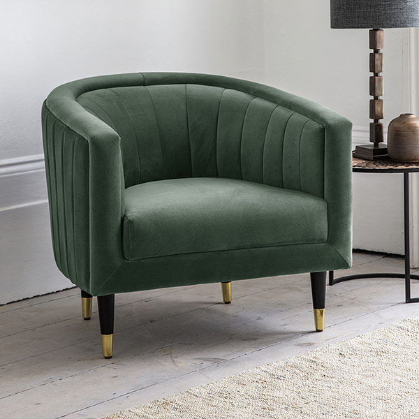 Harvest Direct Iberia Mallard Velvet Armchair