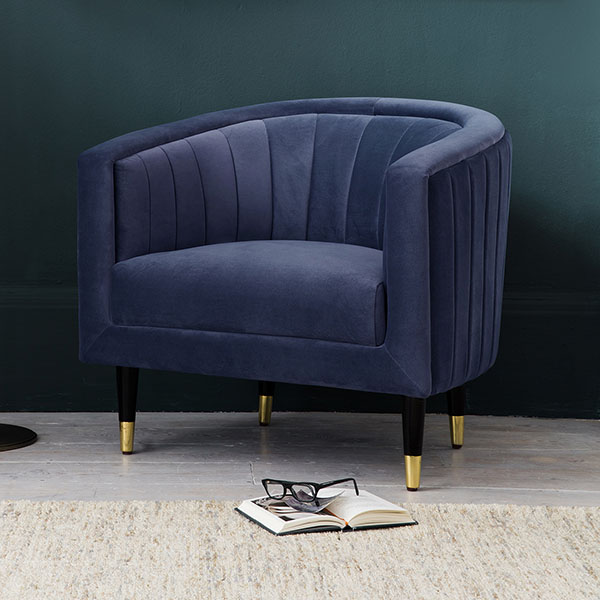 Harvest Direct Iberia Twilight Velvet Armchair