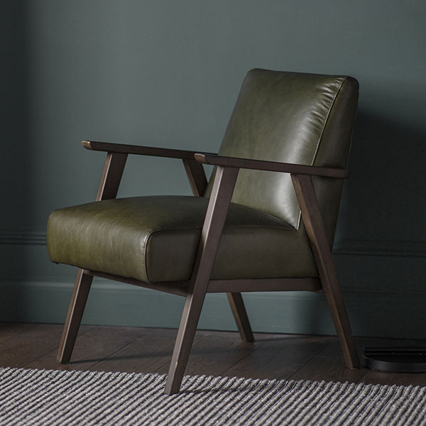 Milford Heritage Green Leather Armchair