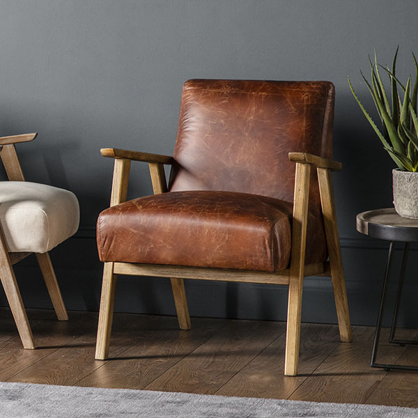 Harvest Direct Milford Vintage Brown Leather Armchair