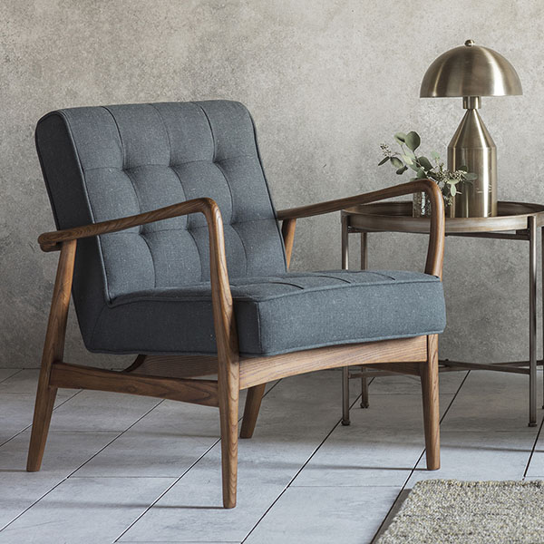 Harvest Direct Sunbeam Dark Grey Linen Armchair