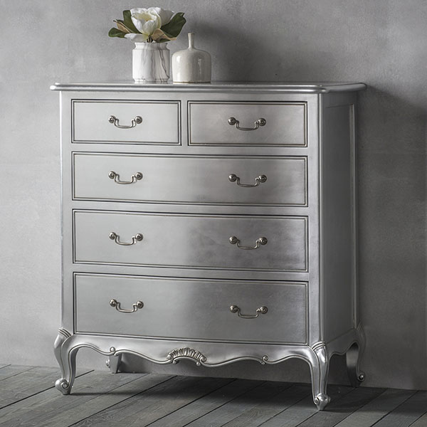 Harvest Direct Chateau Silver 5 Drawer Chest of Drawers