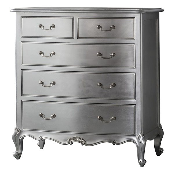 Harvest Direct Chateau Silver 5 Drawer Chest of Drawers