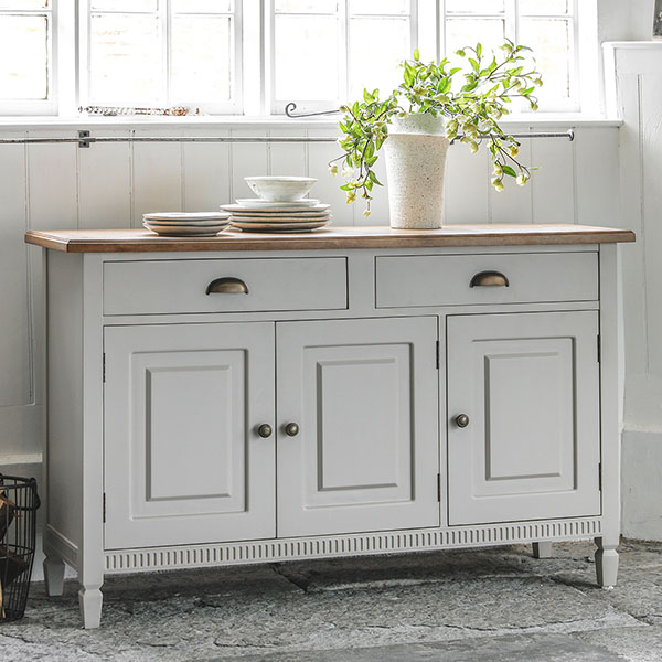 Harvest Direct Howarth Taupe 3 Door 2 Drawer Sideboard