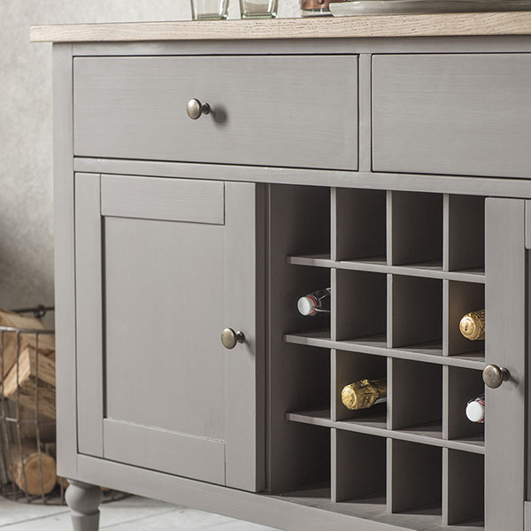 Harvest Direct Marlowe Grey Large Sideboard