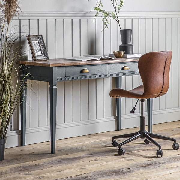 Harvest Direct Howarth Storm Desk & Dimmock Brown Swivel Chair