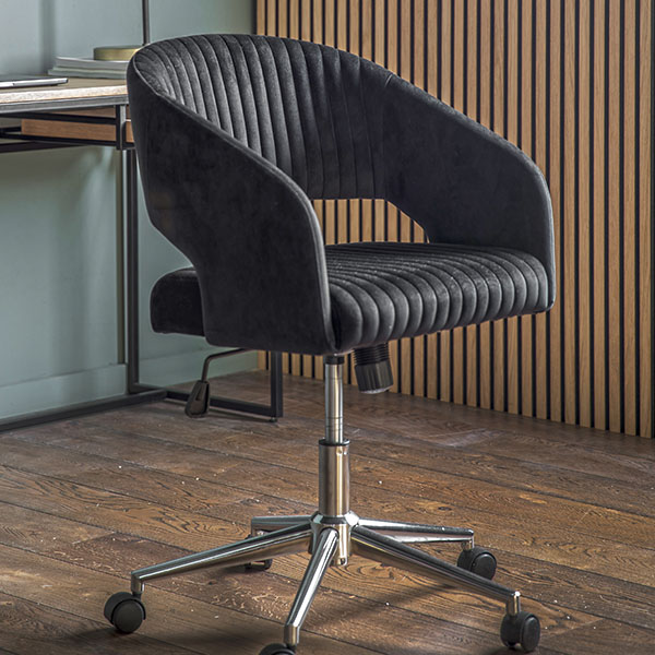 Harvest Direct Walker Black Velvet Swivel Chair