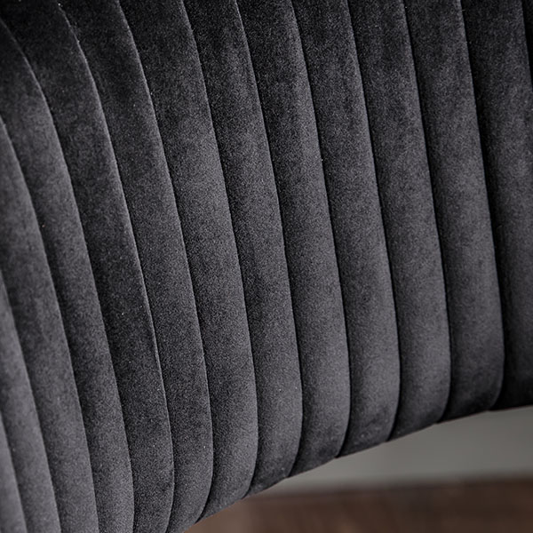 Harvest Direct Walker Black Velvet Swivel Chair - Close up of the ribbed black velvet on the Murrary black swivel office chair