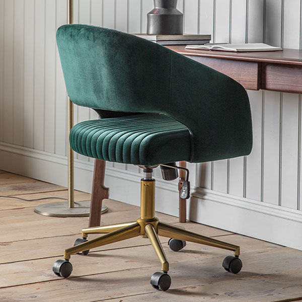 Harvest Direct Walker Green Velvet Swivel Chair