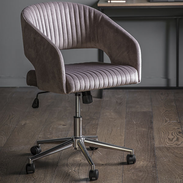 Harvest Direct Walker Grey Velvet Swivel Chair