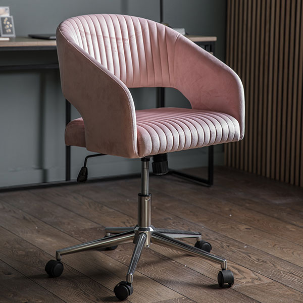 Harvest Direct Walker Pink Velvet Swivel Chair