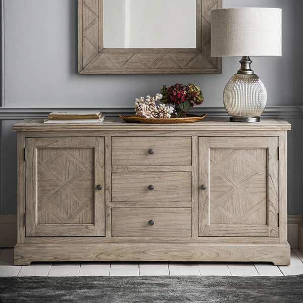 Harvest Direct St Vincent 2 Door 3 Drawer Sideboard  & Wall Mirror