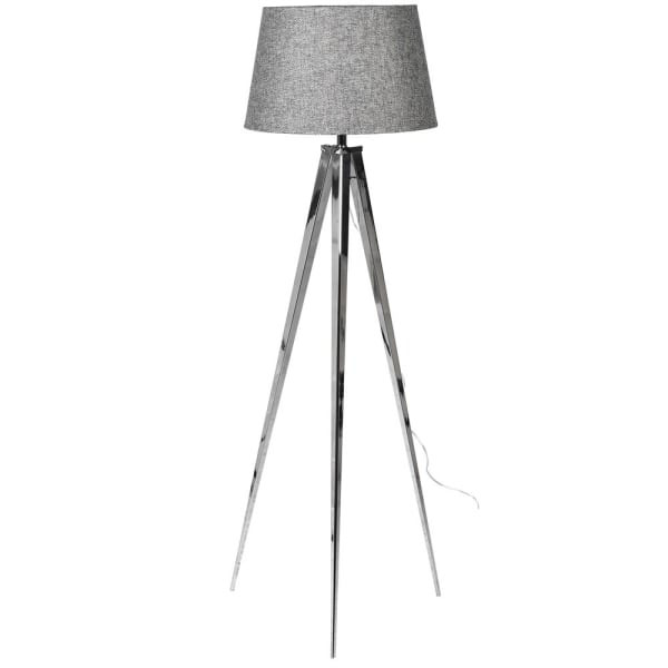 Edison Vintage Lighting Chrome Tripod Floor Light with Grey Shade
