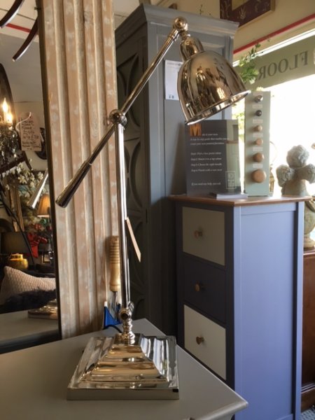 Edison Vintage Lighting Slim "Nickel" Angled Desk Lamp on display in our Southport furniture showrooms