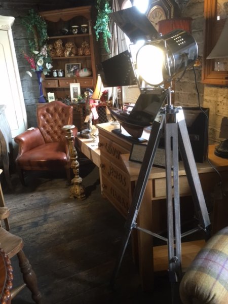 Edison Vintage Lighting Box Spotlight Floor Standing Lamp on display in our Southport furniture showrooms