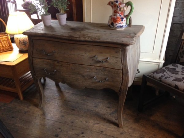 Reclaimed Pine 2 Drawer Chest of Drawers on display in our furniture showrooms