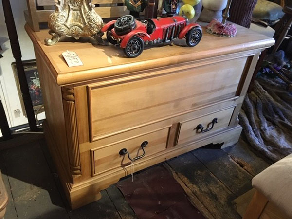 Ex-Display Rustic Pine Blanket Box on display in our furniture showrooms