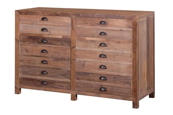 Medium Rustic Pine Faux Drawer 2 Doors / 2 Drawers Unit