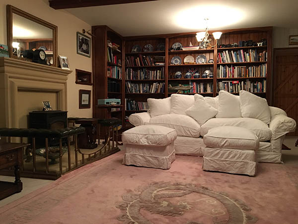 Tetrad Alicia Grand Sofa in Natural Jacobean Flower Cotton in a customer's home