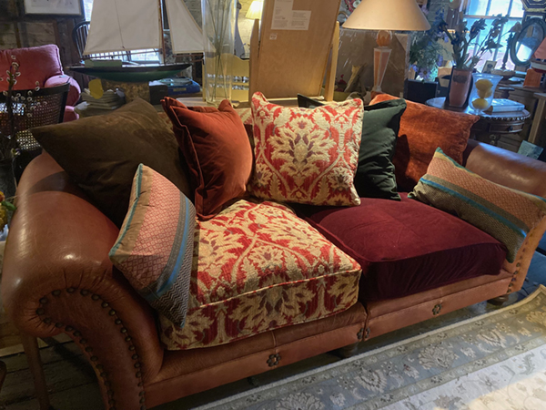 Tetrad Eastwood Sofa - Enigma fabric cushion and scatter on left