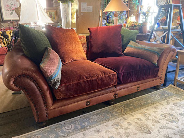 Tetrad Eastwood Grand Sofa with replacement Velvet Seat Cushions on display in our Southport furniture showrooms