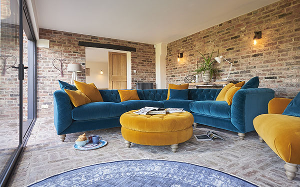 FF Collection by Tetrad Truffle Corner Group Sofa & Puffa Stool