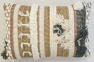 Tetrad Medium Lumbar White / Cream / Beige Scatter Cushion with Frills and Bobbles