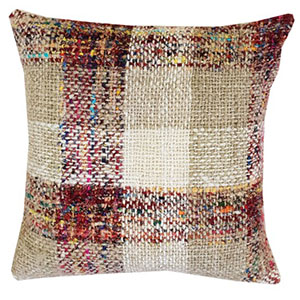 Tetrad Large Square Brown Check Scatter Cushion