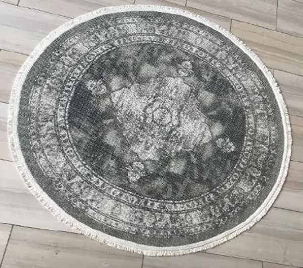 Tetrad Cotton Printed Round Khaki Rug
