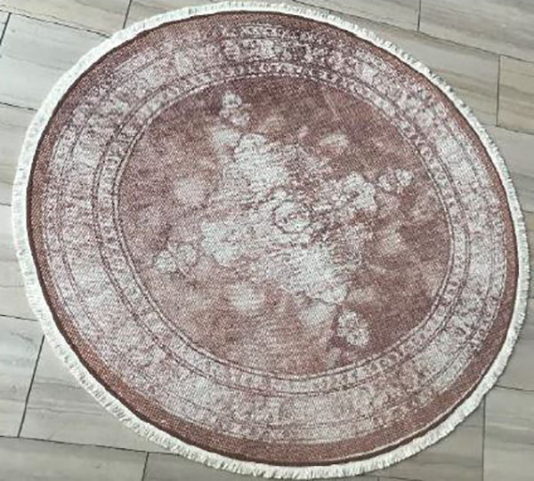 Tetrad Cotton Printed Round Terracotta Rug
