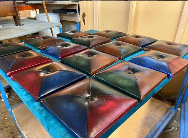 Tetrad Hand Antiqued Leather options - Emerald, Auburn, Burgundy & Azure