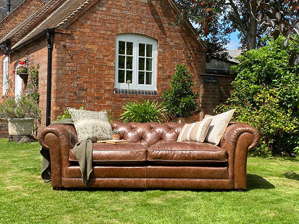 Aged Vintage Leather Sofas Chairs, Cottage Leather Sofa