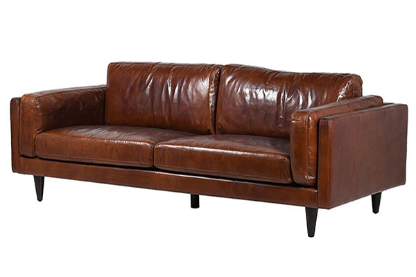 Empire Contemporary Vintage Brown Leather 3 Seater Sofa
