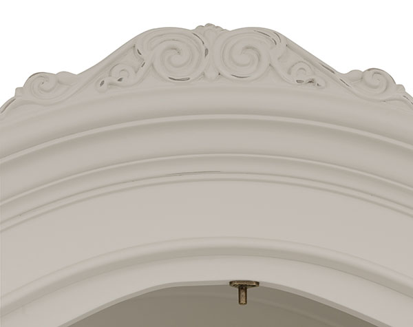 Willis & Gambier Etienne Grey Double Wardrobe - Image shows the carved detailing on the top of the wardrobe