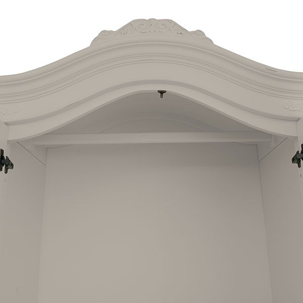 Willis & Gambier Etienne Grey Double Wardrobe - Shows the carved detailing & hanging rail