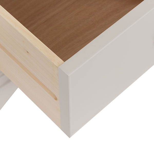 Willis & Gambier Etienne Grey Double Wardrobe - Shows the wide bottom drawer open